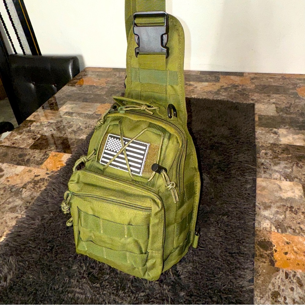Olive Green Tactical Army Sling Bag Carrier Tote!